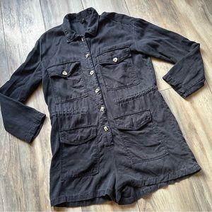 Zara Oversized Black Shorts Jumpsuit